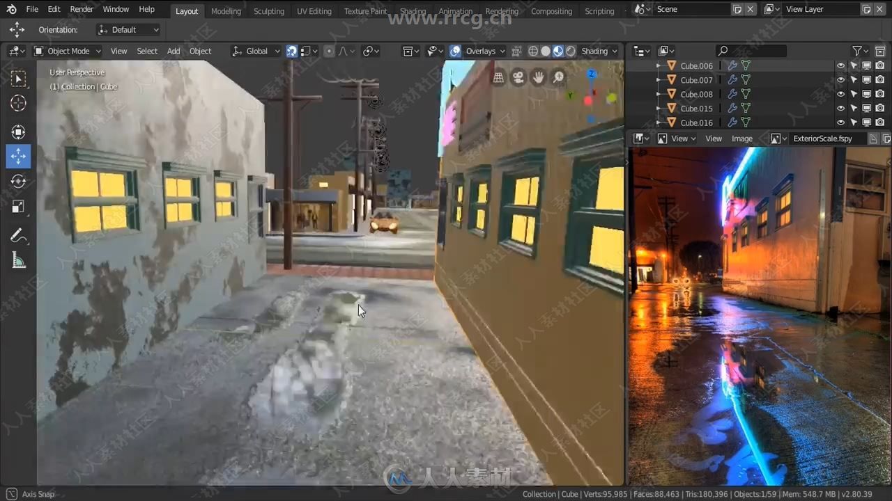 Blender与SD逼真街道环境场景实例制作视频教程