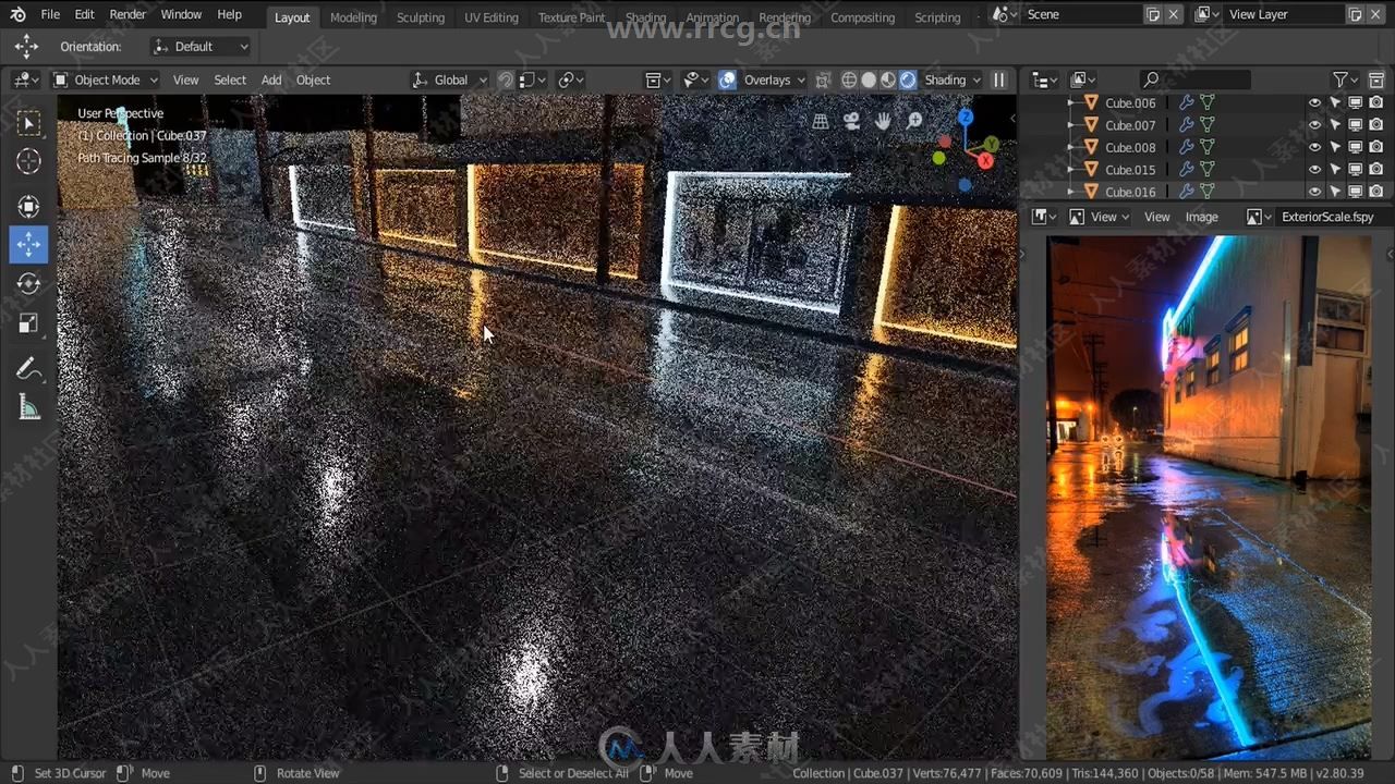 Blender与SD逼真街道环境场景实例制作视频教程