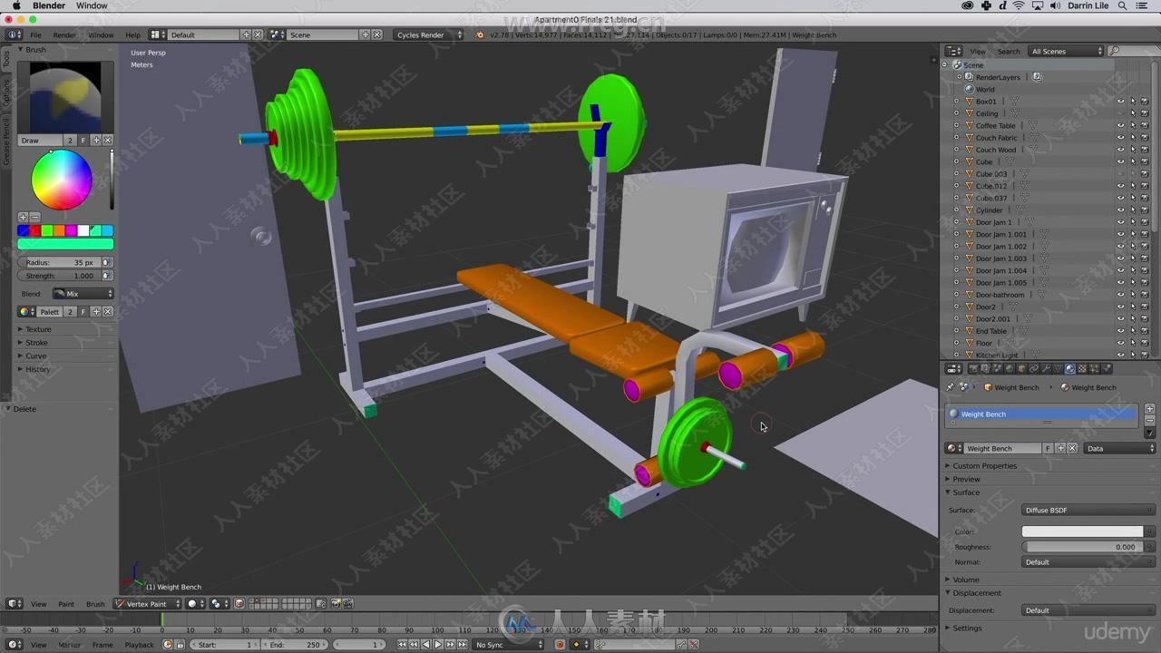 Blender与Unity游戏室内环境场景制作视频教程