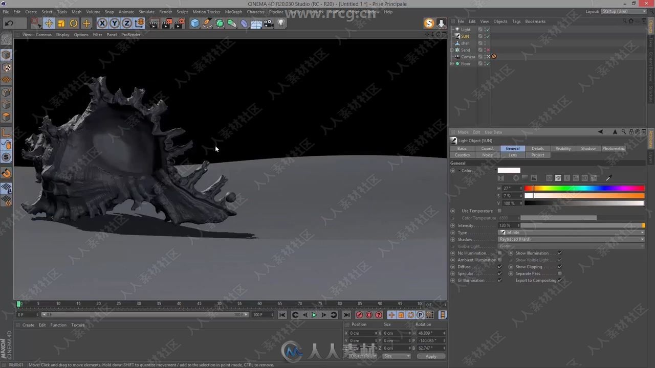 C4D逼真沙滩环境场景实例制作视频教程