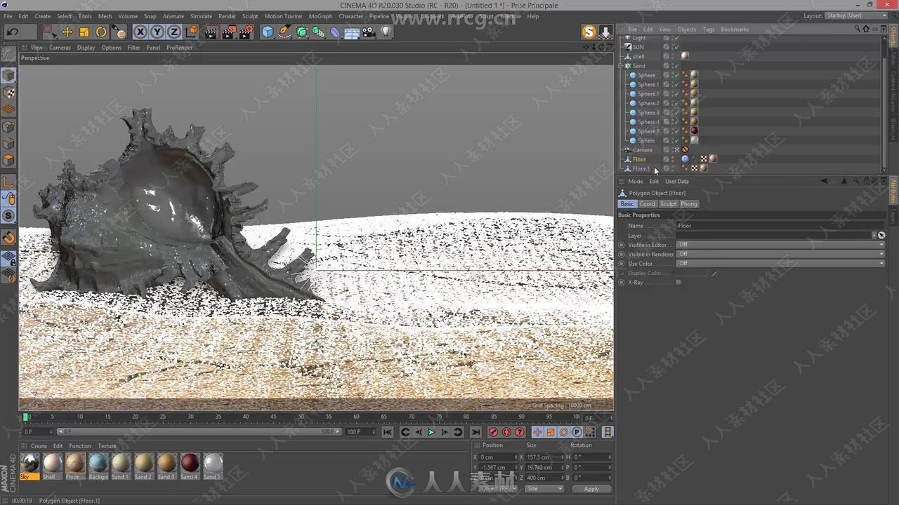 C4D逼真沙滩环境场景实例制作视频教程