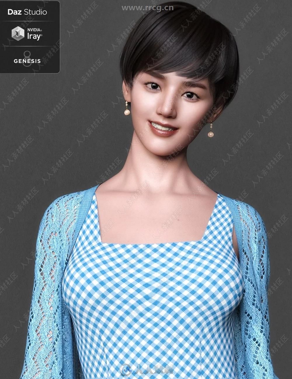 亚洲短发女孩高清角色3D模型合集