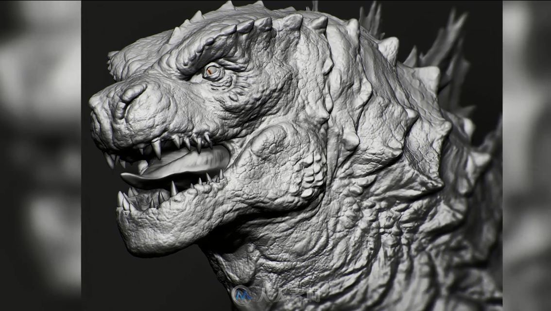 ZBrush详细操作教程分享——哥斯拉角色模型的雕刻延时拍摄教程