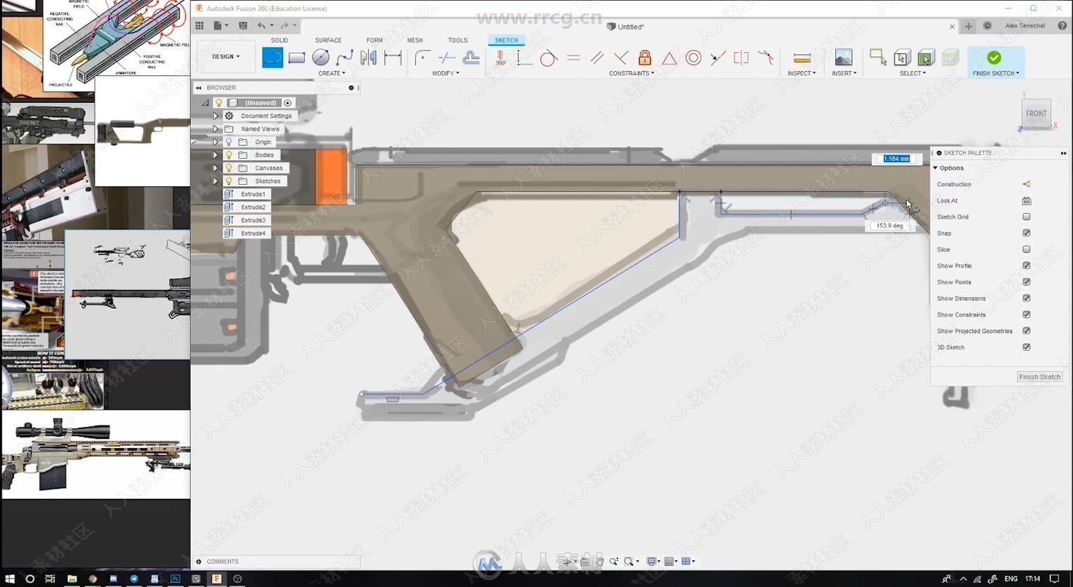 Fusion 360狙击步枪完整工业设计视频教程