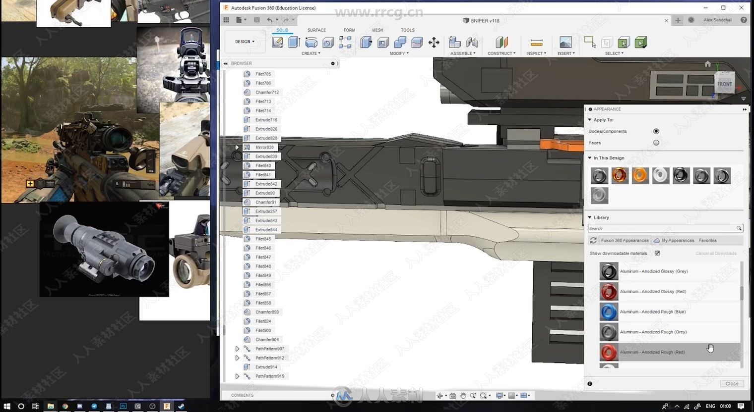 Fusion 360狙击步枪完整工业设计视频教程