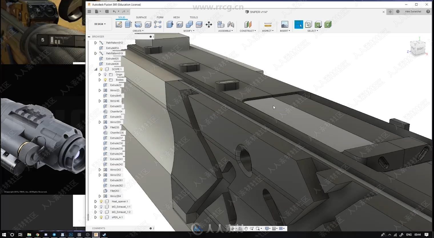 Fusion 360狙击步枪完整工业设计视频教程