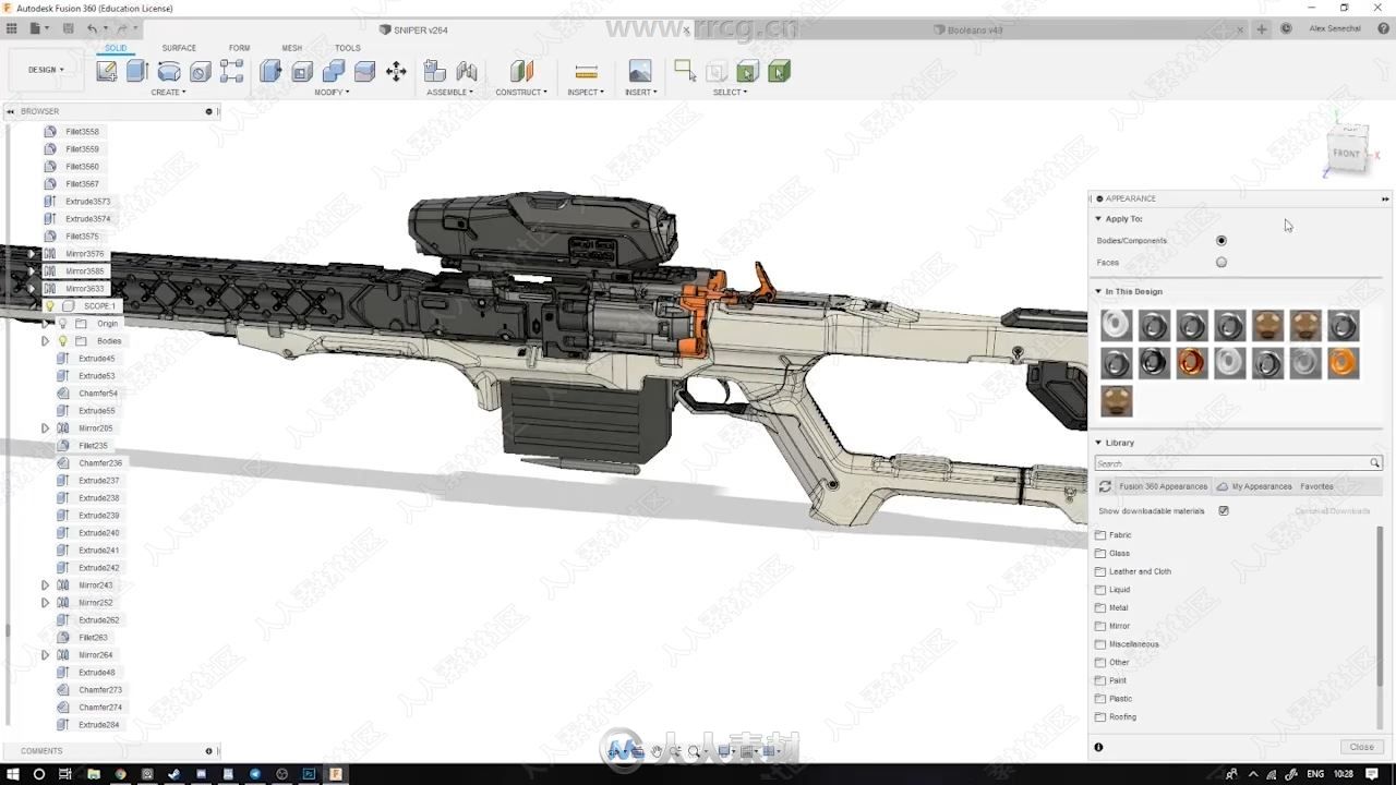 Fusion 360狙击步枪完整工业设计视频教程