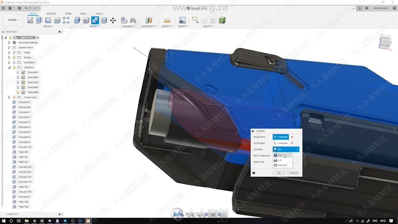 Fusion 360狙击步枪完整工业设计视频教程