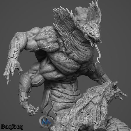 3D角色概念作品的制作过程解析 雕刻一个神话生物角色Naga