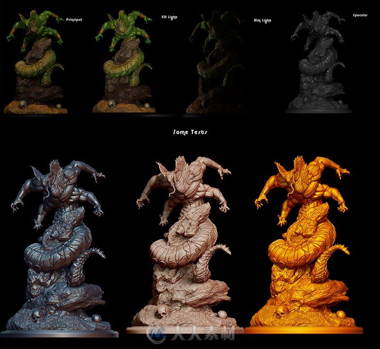 3D角色概念作品的制作过程解析 雕刻一个神话生物角色Naga