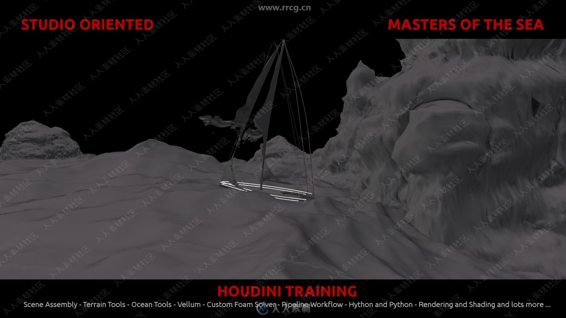 Houdini风浪吹翻小船影视特效制作视频教程