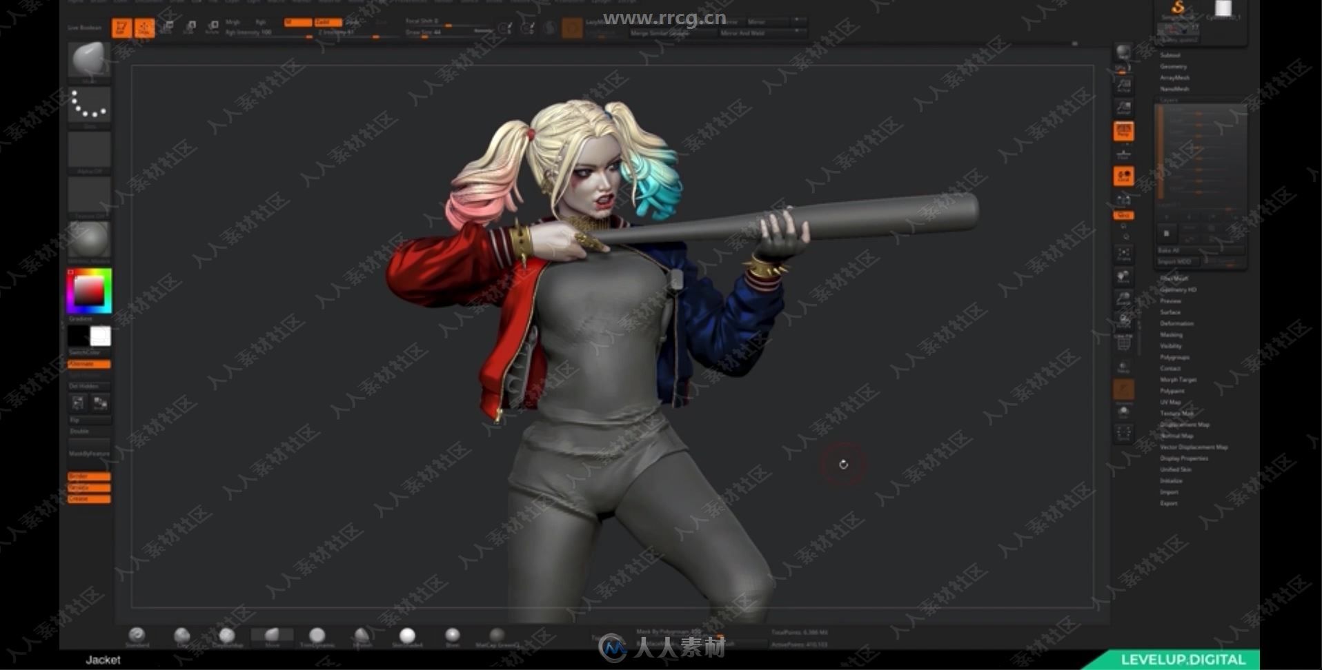 ZBrush小丑女哈雷奎因角色完整制作流程视频教程