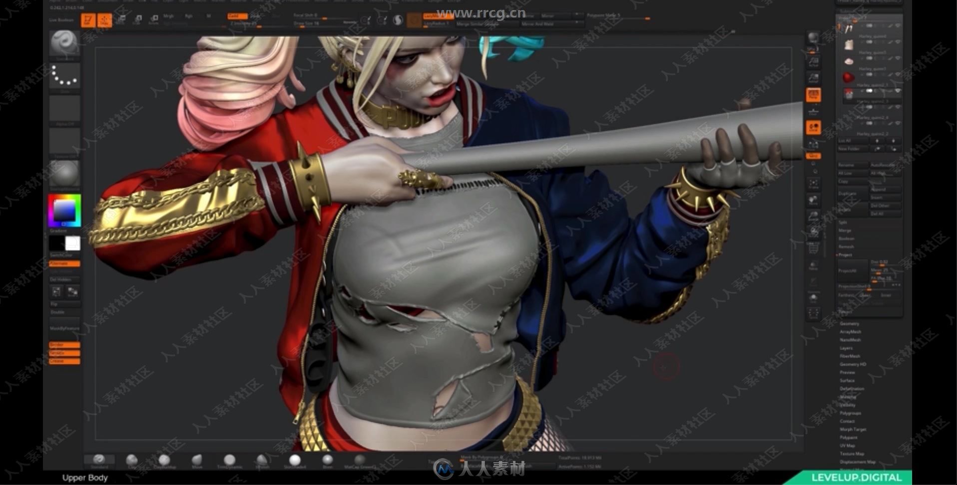 ZBrush小丑女哈雷奎因角色完整制作流程视频教程