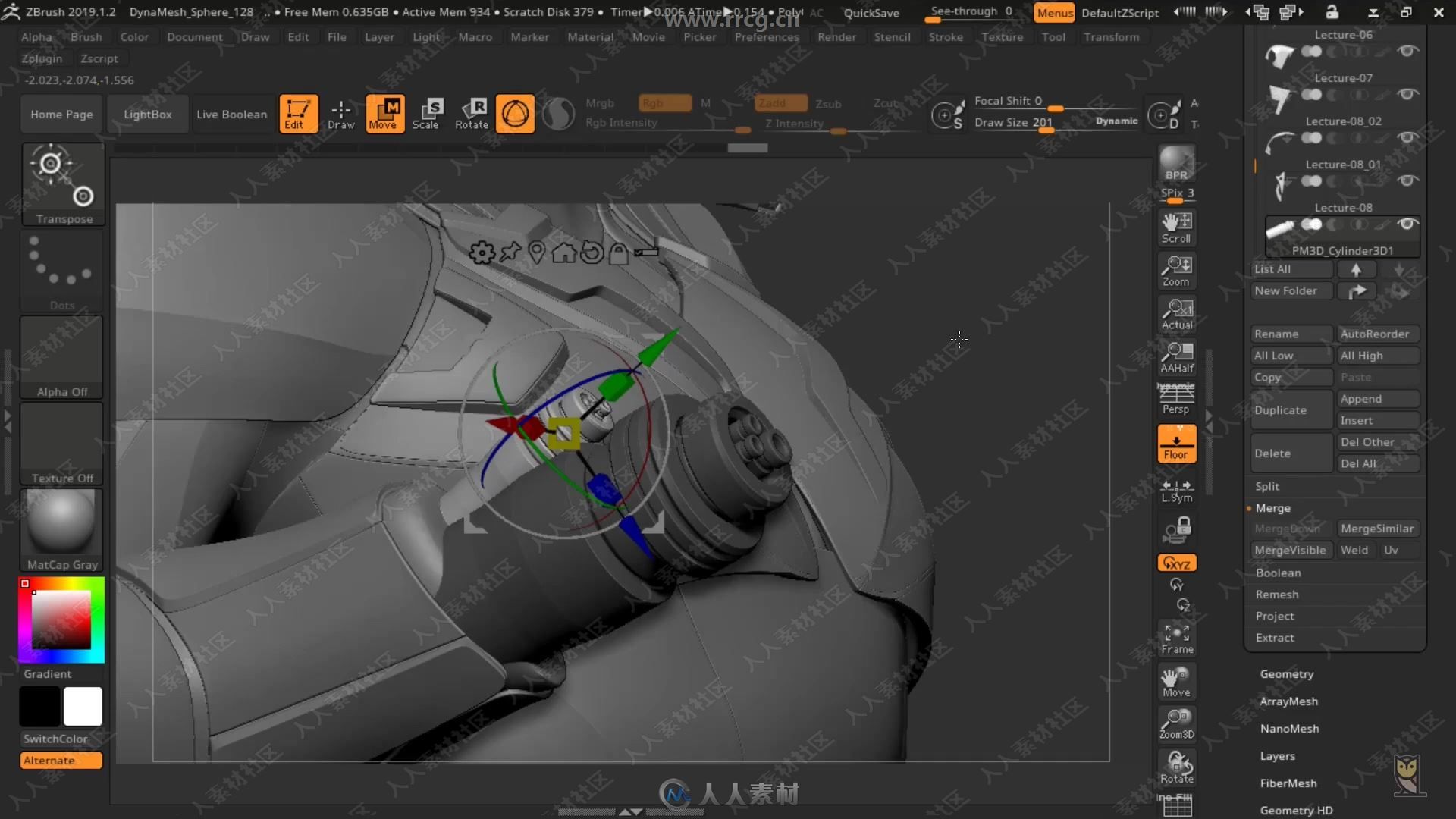 ZBrush机器人硬表面雕刻实例制作视频教程