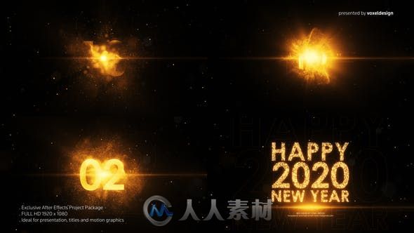 2020新年快乐倒计时动画AE模板