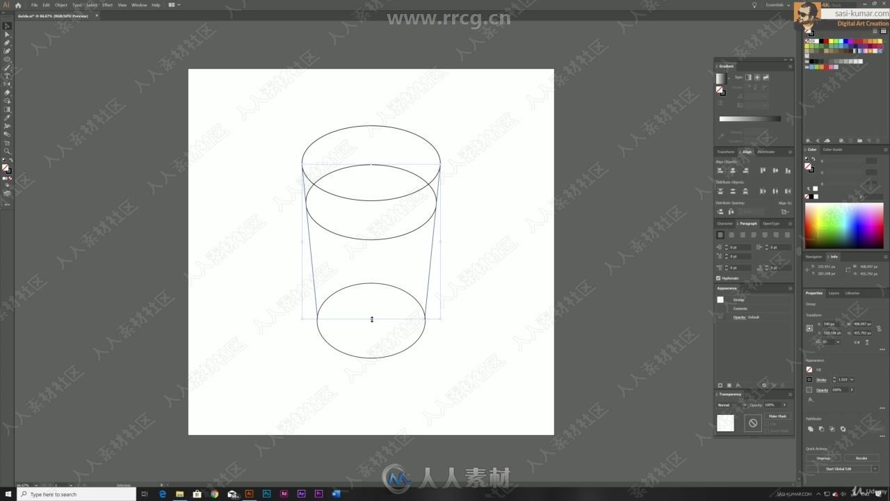 Illustrator逼真玻璃杯矢量制作视频教程