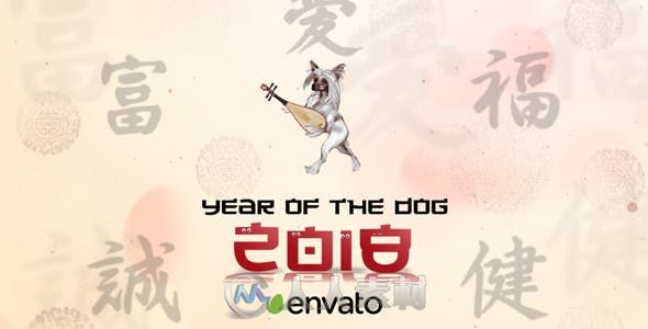 中国农历新年卡通风格头动画AE模板