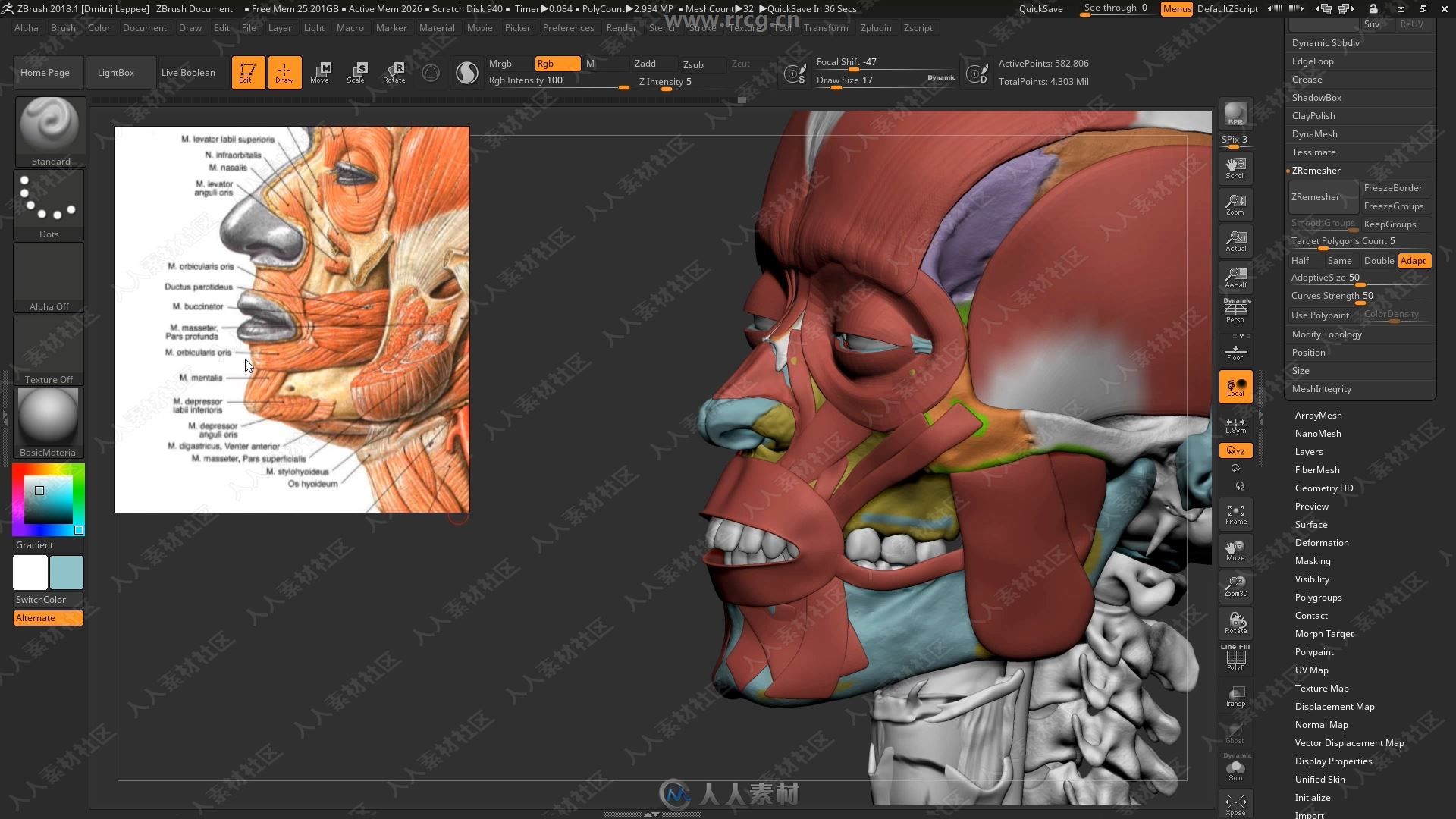 ZBrush人物面部人脸造型雕刻大师级视频教程