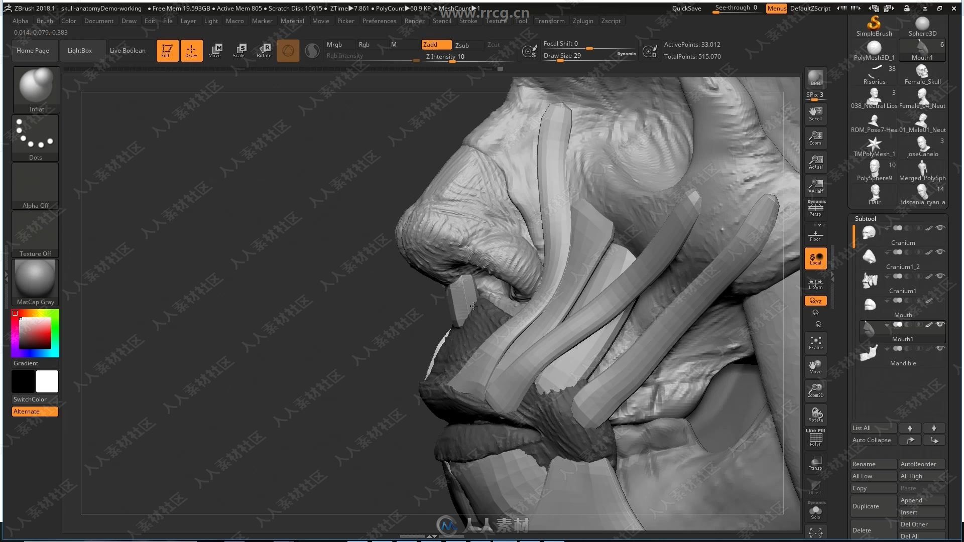 ZBrush脸部面部数字雕刻完全训练视频教程