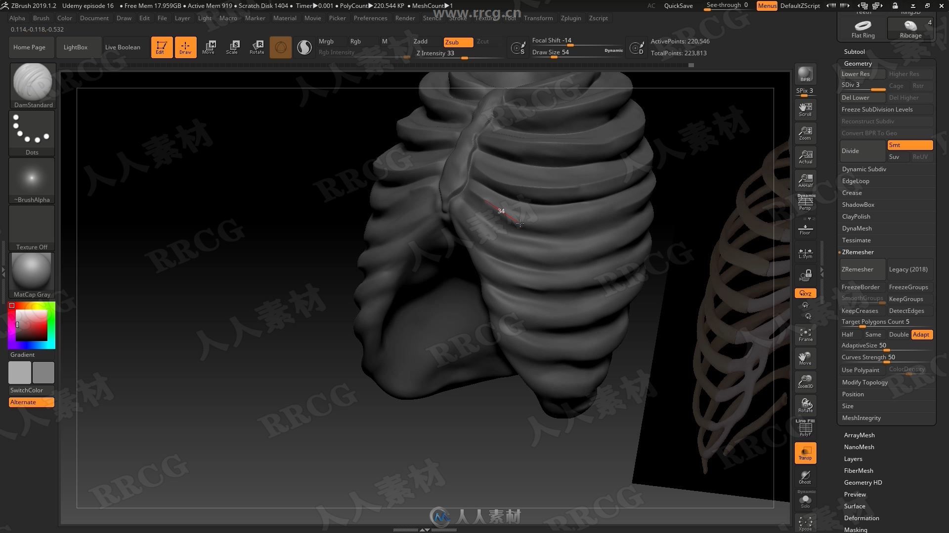 ZBrus人体骨骼雕刻3D打印技术训练视频教程