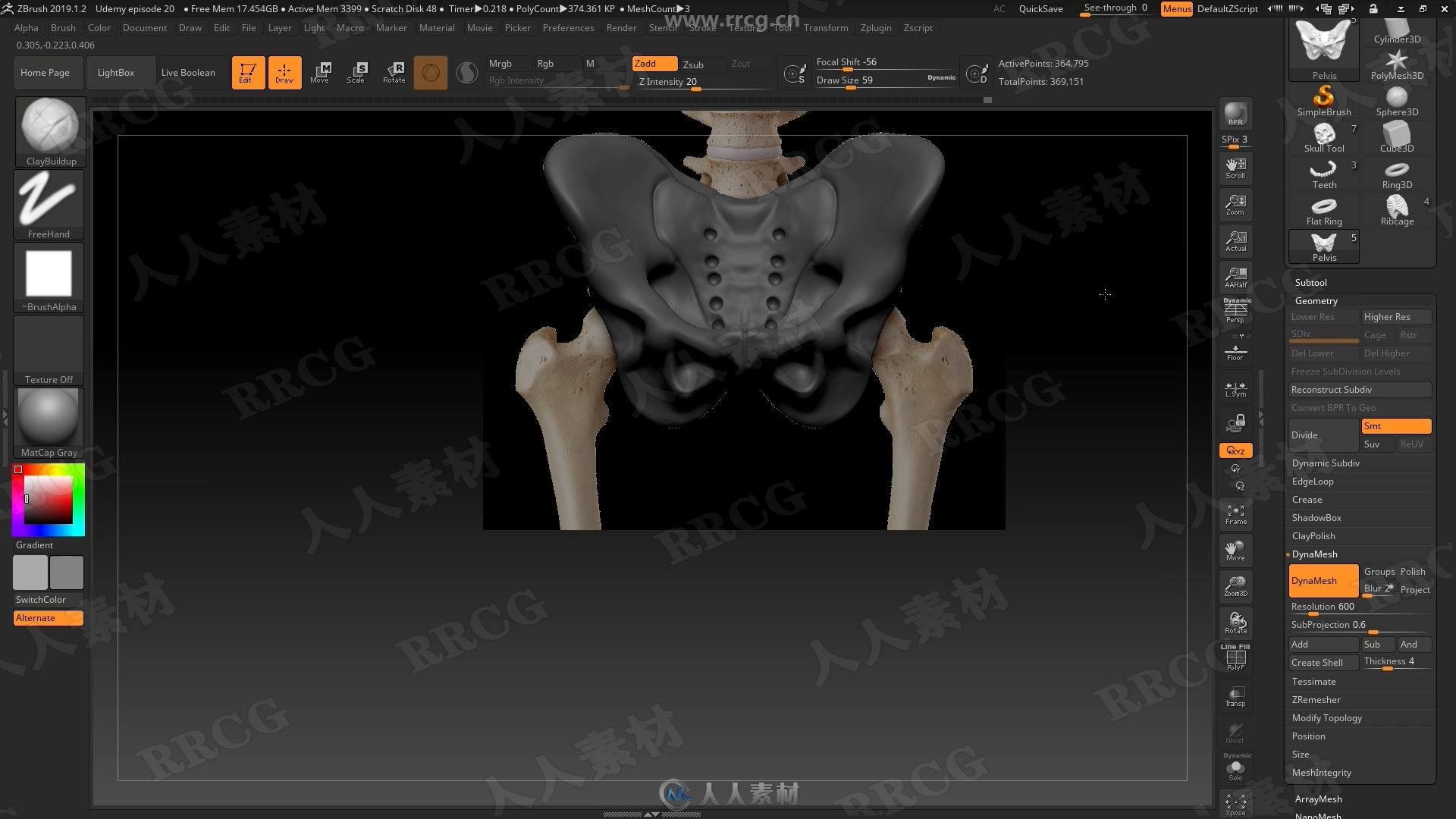 ZBrus人体骨骼雕刻3D打印技术训练视频教程