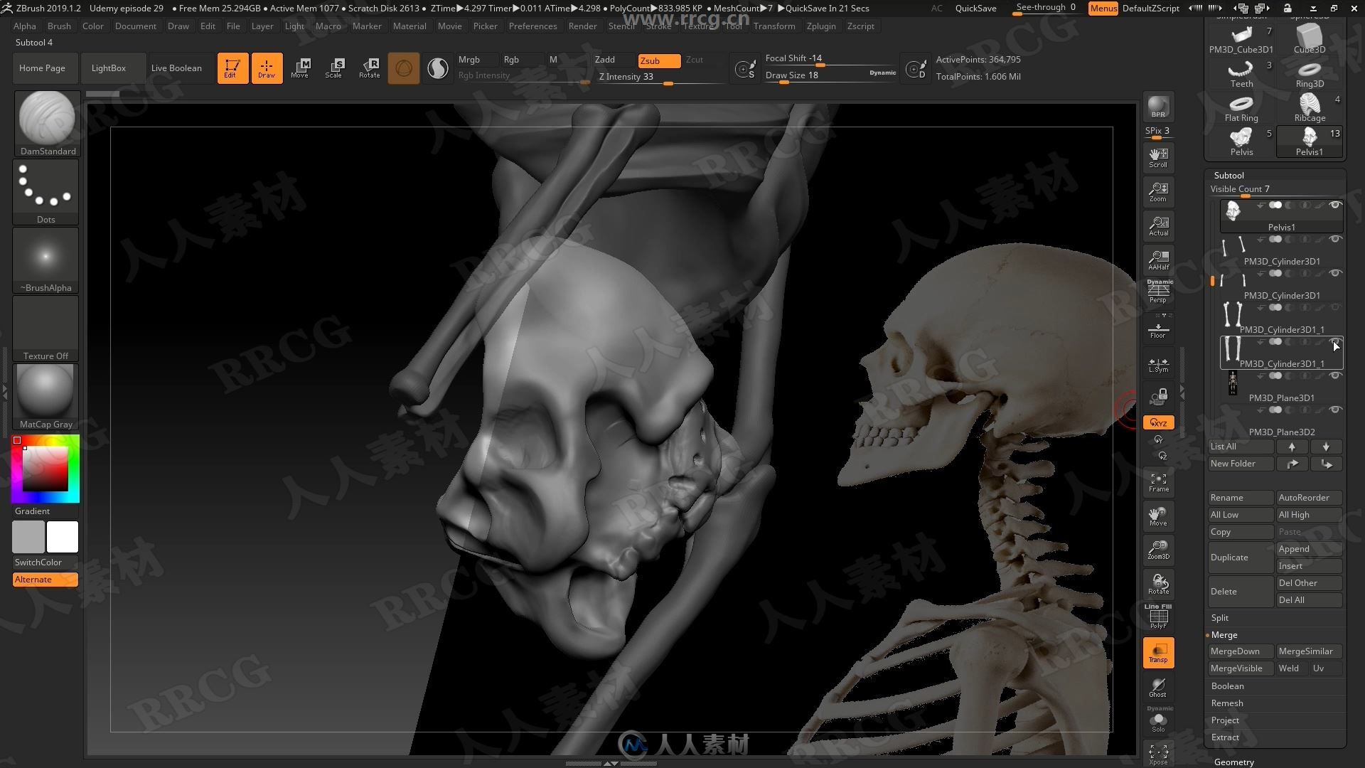 ZBrus人体骨骼雕刻3D打印技术训练视频教程