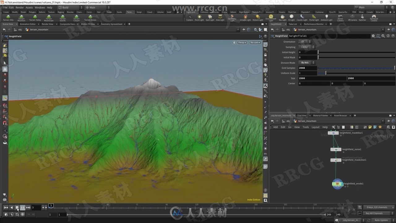 Houdini与Redshift火山海洋大型场景实例制作视频教程