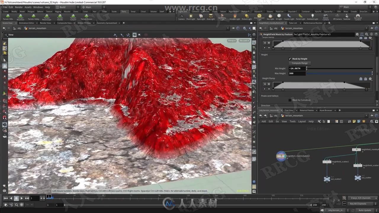Houdini与Redshift火山海洋大型场景实例制作视频教程