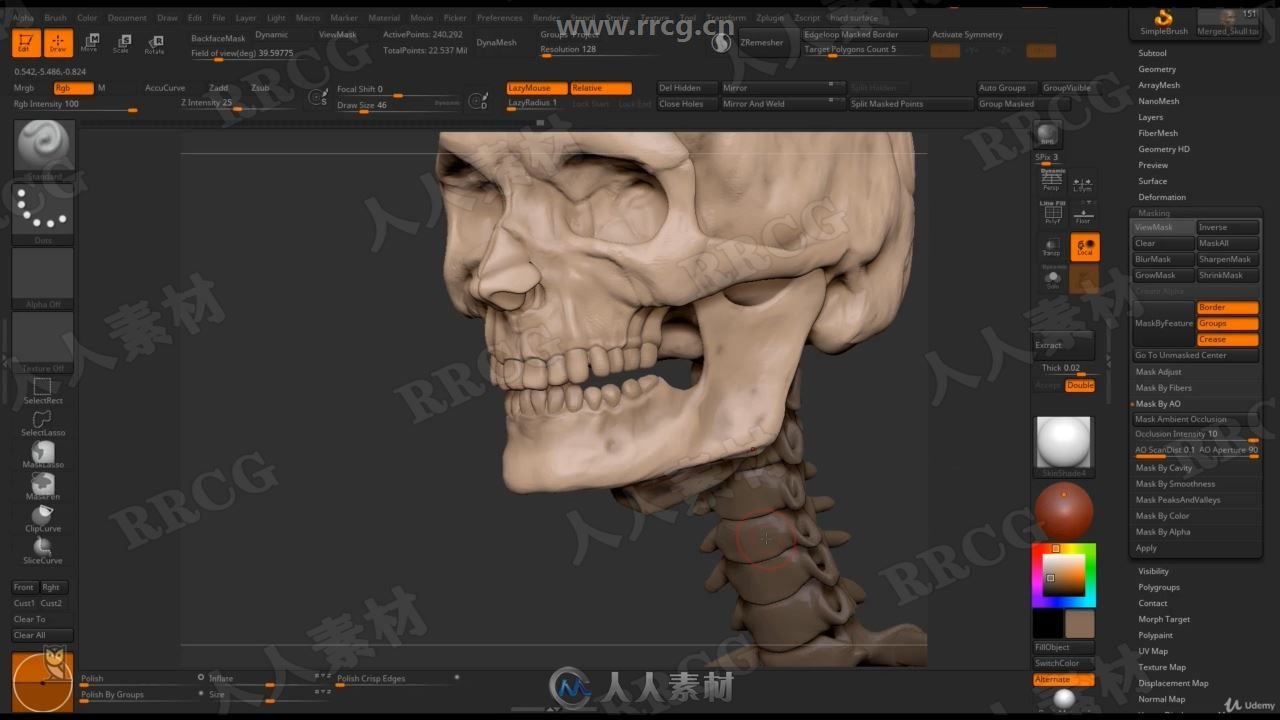 Zbrush女性身体结构肌肉骨骼雕刻剖析视频教程