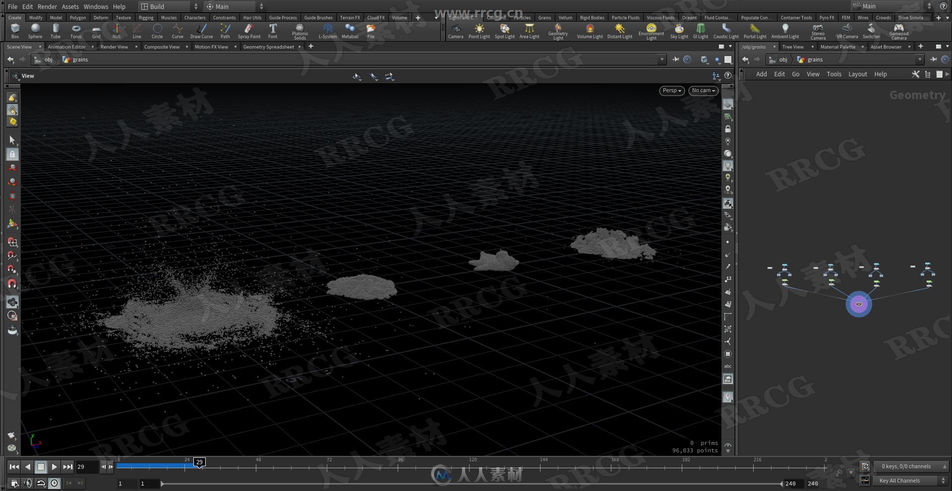 Houdini中Vellum Grains沙粒物理作用模拟训练视频教程