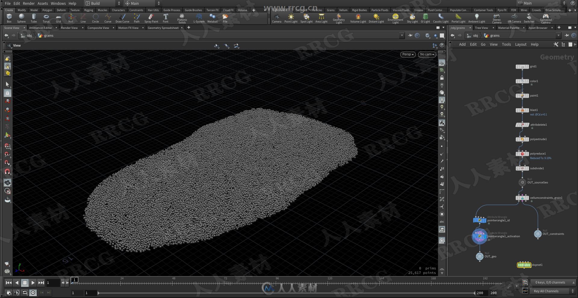 Houdini中Vellum Grains沙粒物理作用模拟训练视频教程