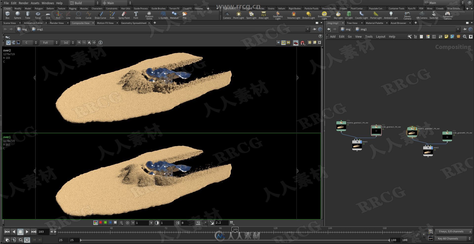 Houdini中Vellum Grains沙粒物理作用模拟训练视频教程