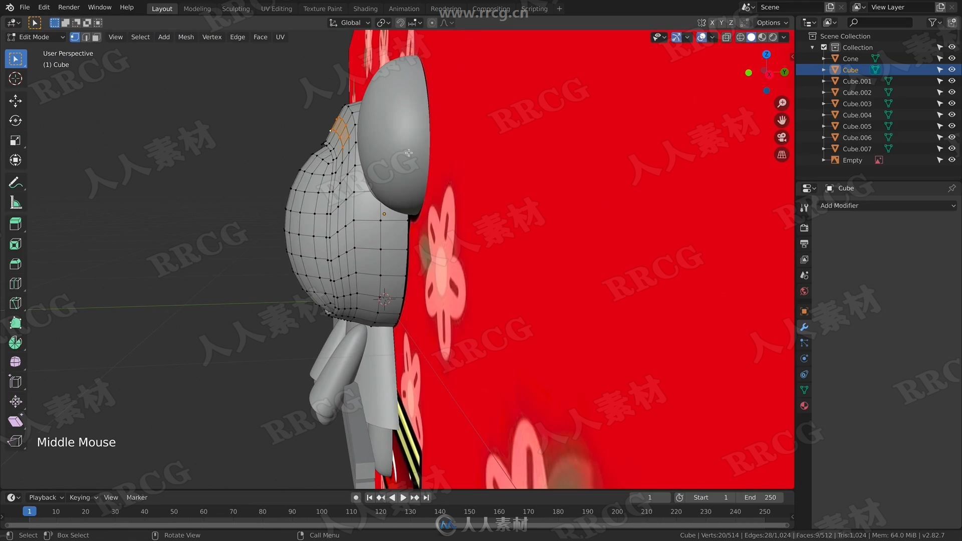 Blender 2.82卡通福娃角色实例制作流程视频教程