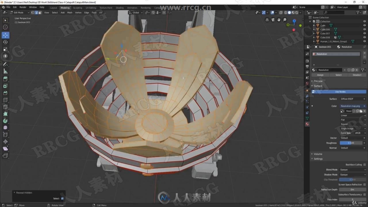 Blender中世纪投弹车建模纹理动画完整制作视频教程