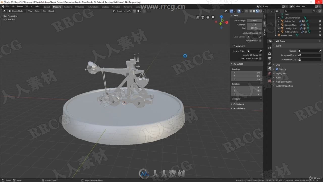 Blender中世纪投弹车建模纹理动画完整制作视频教程