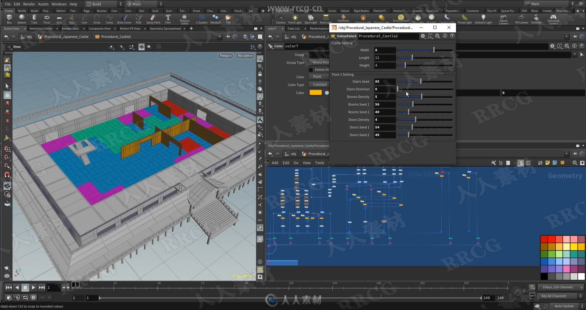 Houdini与UE4经典日本武士道建筑场景制作视频教程