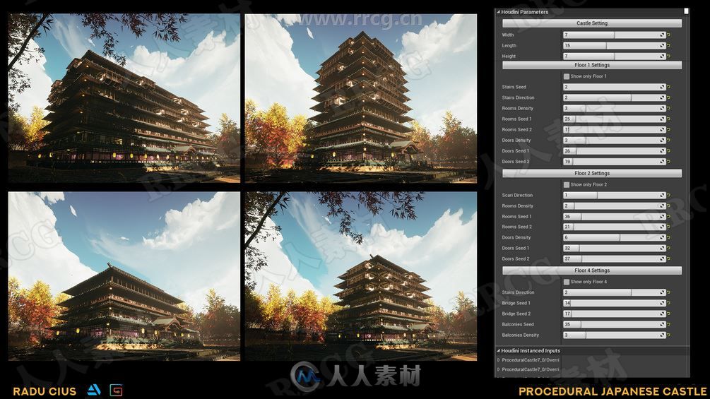 Houdini与UE4经典日本武士道建筑场景制作视频教程