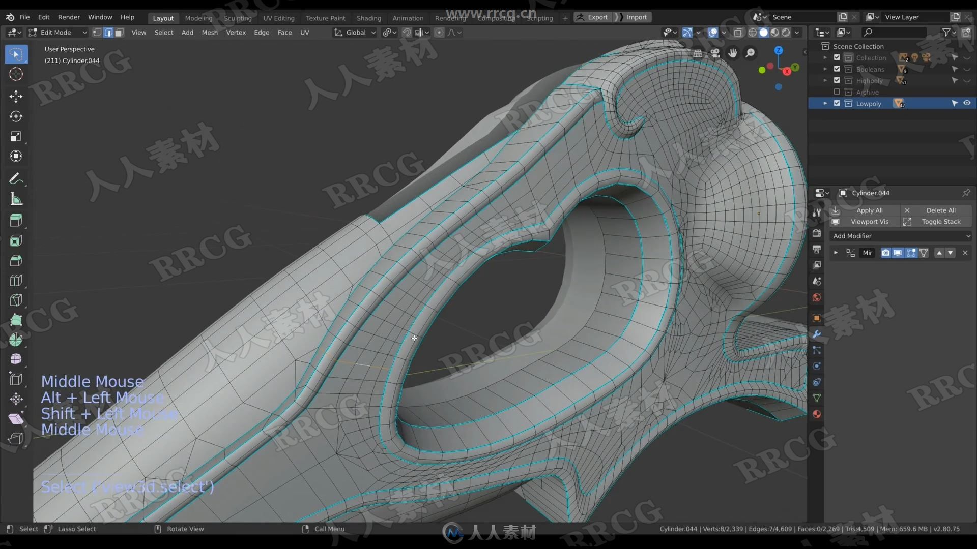 Blender中世纪游戏手枪概念设计综合制作视频教程