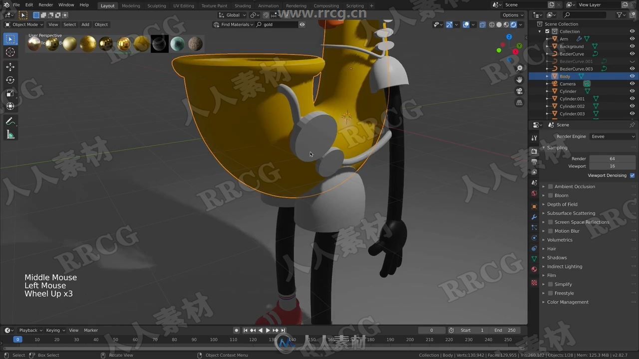 Blender萨克斯风卡通角色完整制作工作流程视频教程