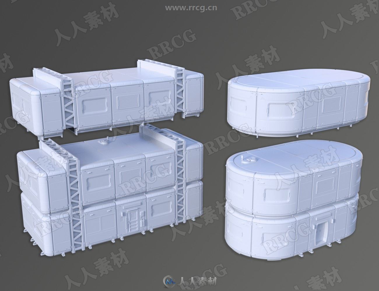 科技幻想未来派风格城市景观设计3D模型合集