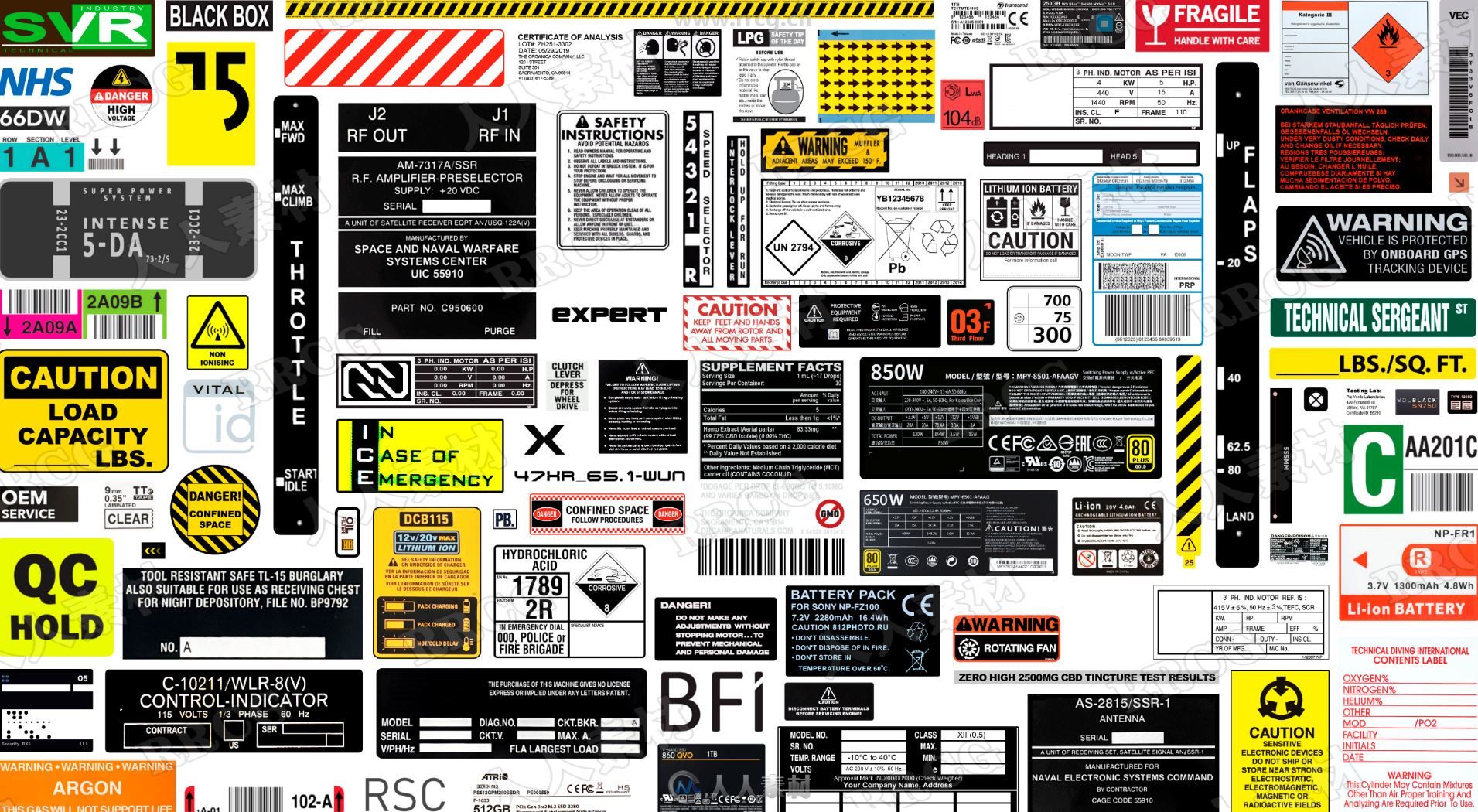 350组工业产品包装贴花提示信息标识PSD合集