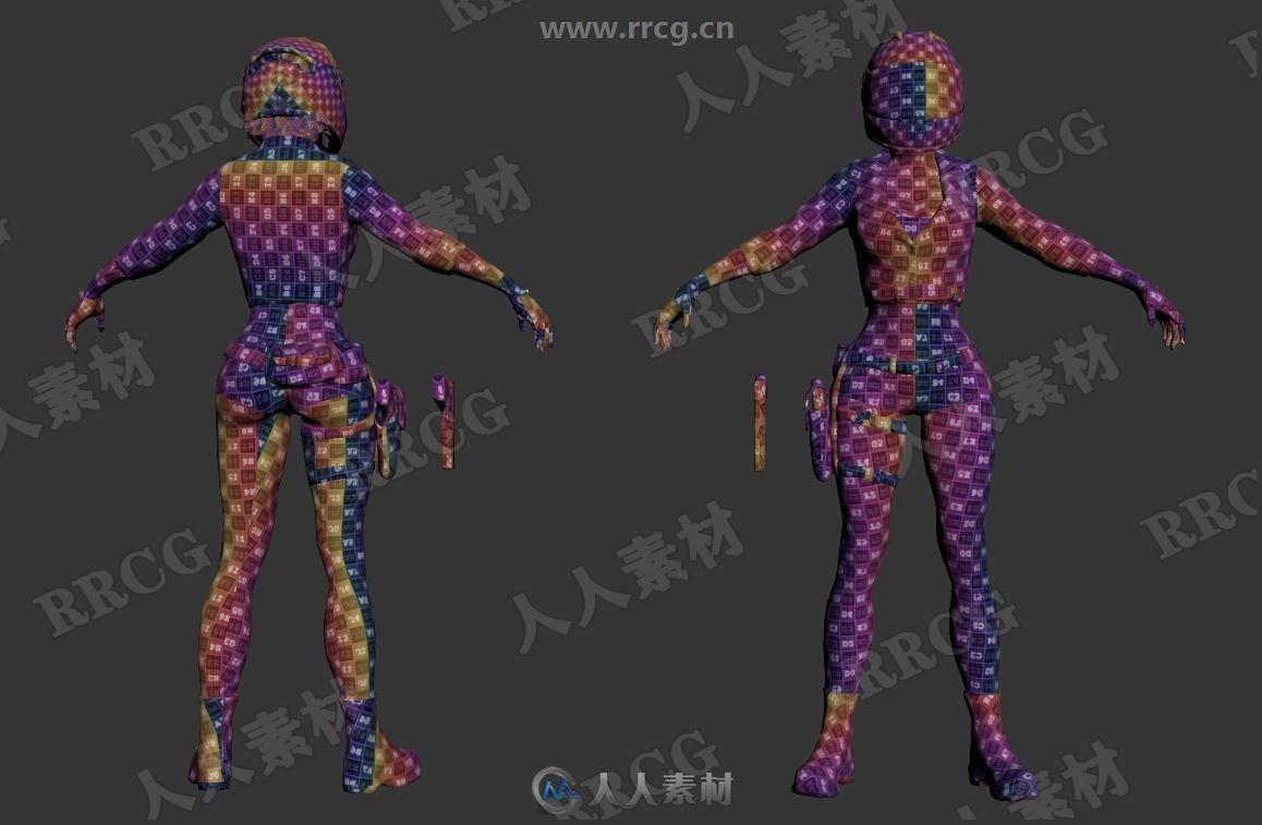 头盔机车摩托车女孩3D模型 附骨骼动画