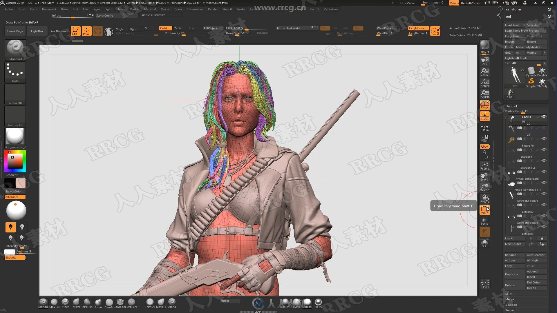 ZBrush战斗女孩与狗超完整制作流程视频教程