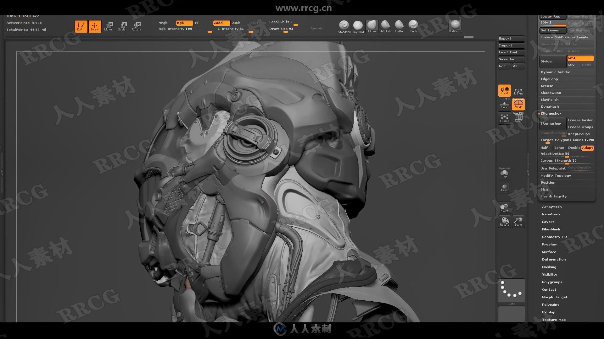 ZBrush机械人角色雕刻完整制作流程视频教程