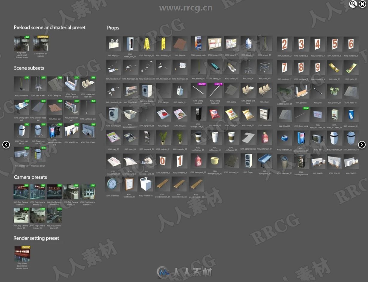 细腻电影质感自助洗衣店写实城市景观3D模型合集