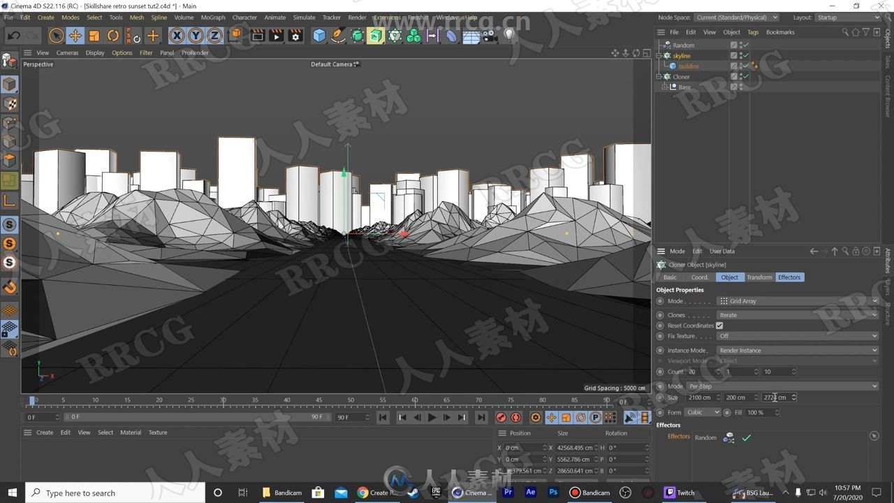 C4D与Redshift复古抽象动态日落循环场景制作视频教程