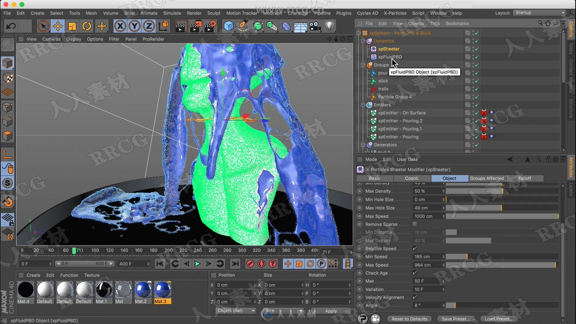 C4D液体浇注滴溅粘着模拟动画大师级视频教程