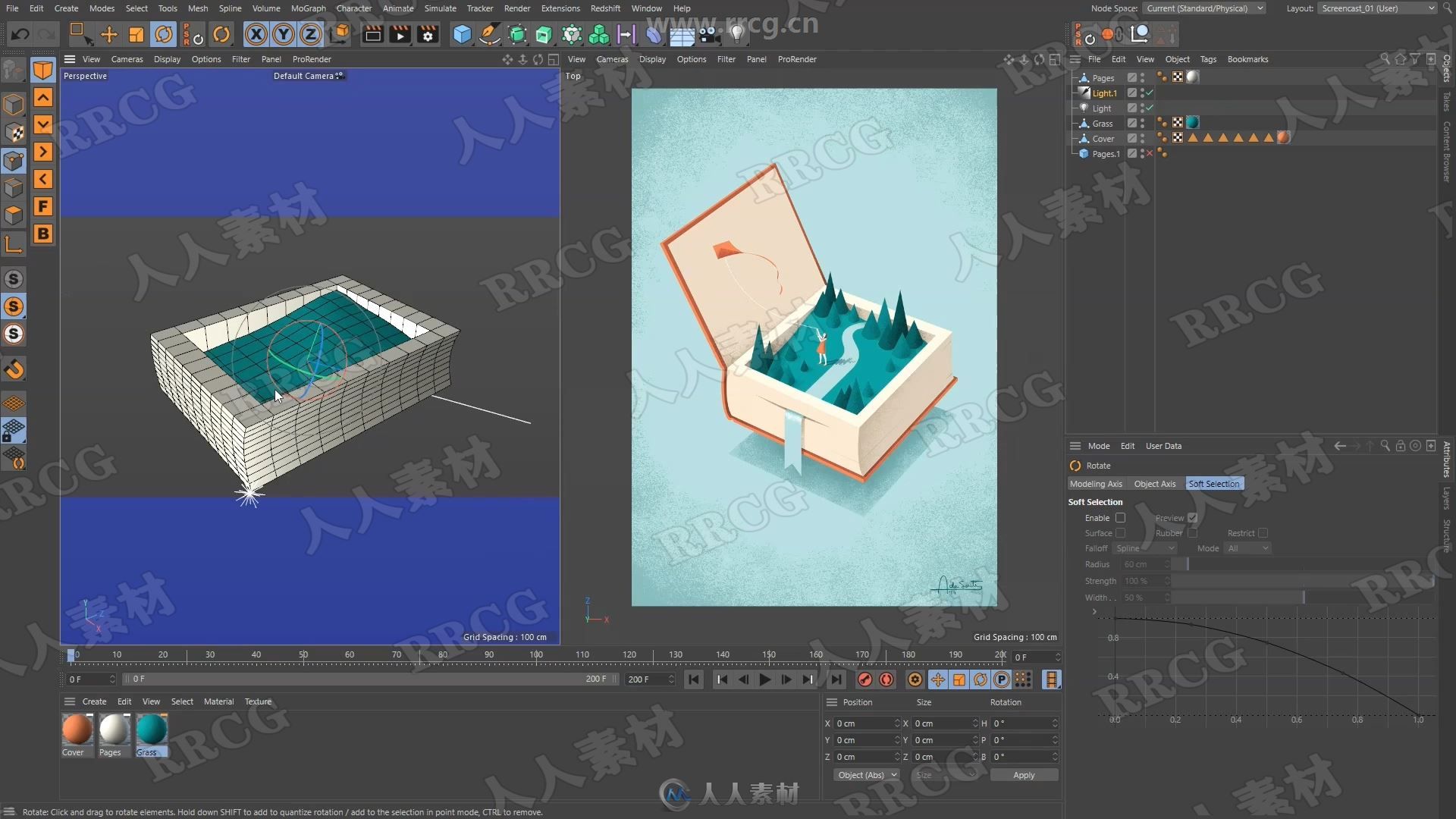 C4D图书缩微场景插画实例制作视频教程