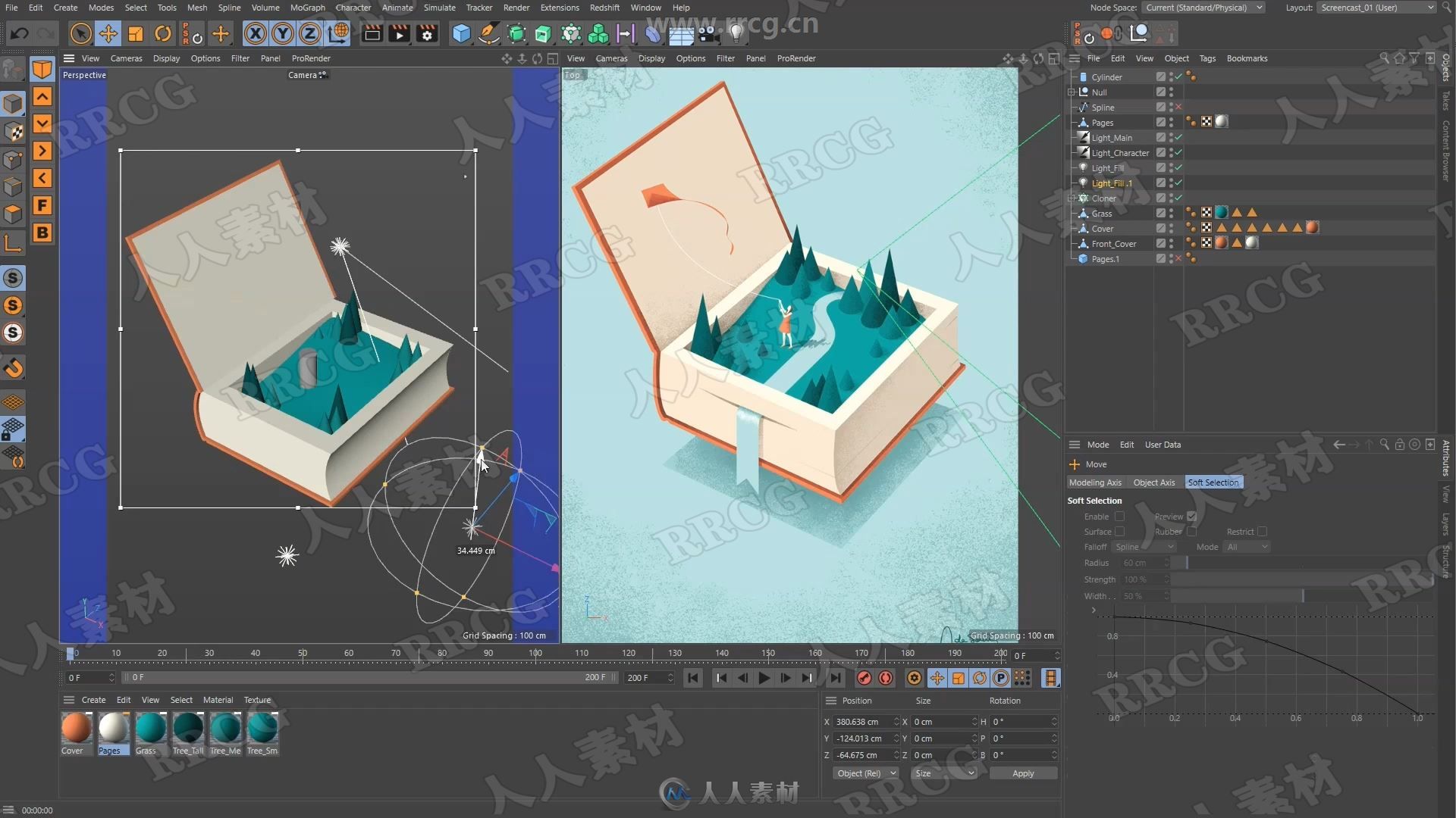 C4D图书缩微场景插画实例制作视频教程