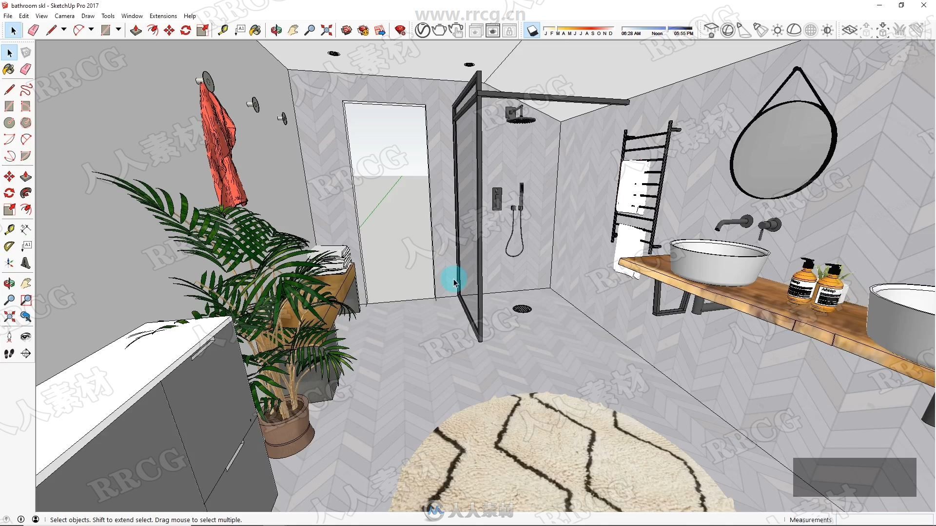 SketchUp洗手间浴室室内设计实例训练视频教程